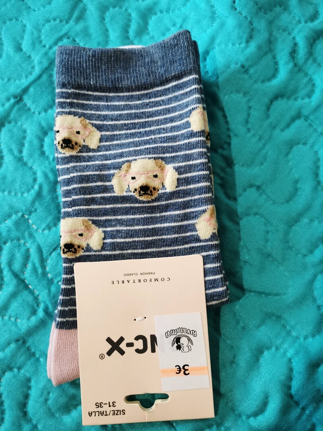 Calcetines niños motivo cabeza perro azul claro TALLA 31-35