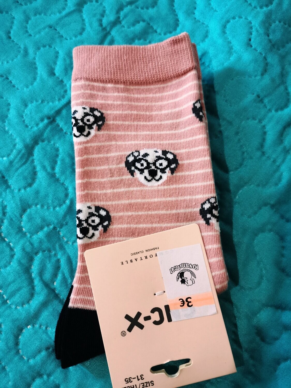 Calcetines niños motivo cabeza perro rosa TALLA 31-35