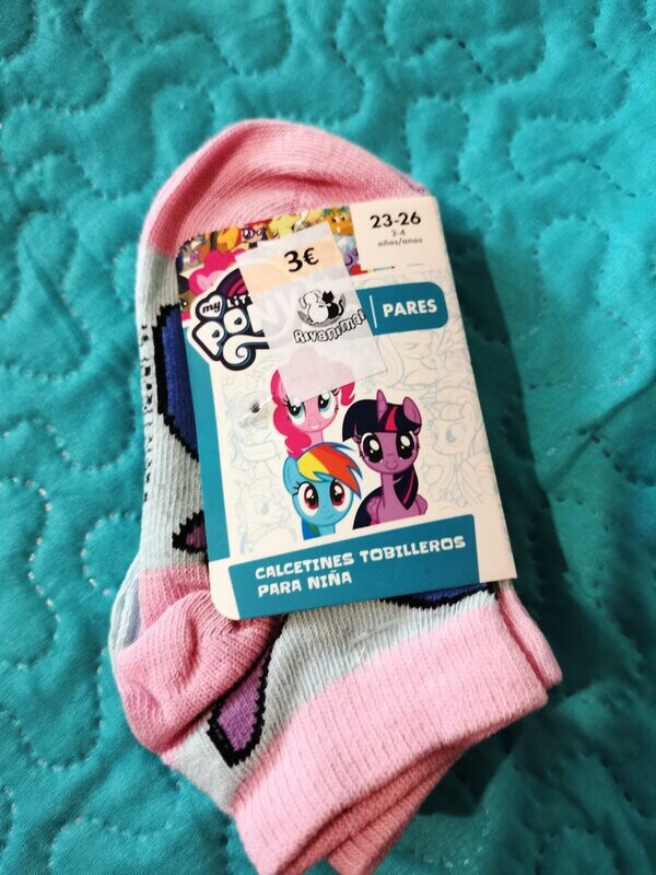Calcetines niños Pack 3 pares LITTLE PONY tobillero azul/rosa/lila TALLA 23-26