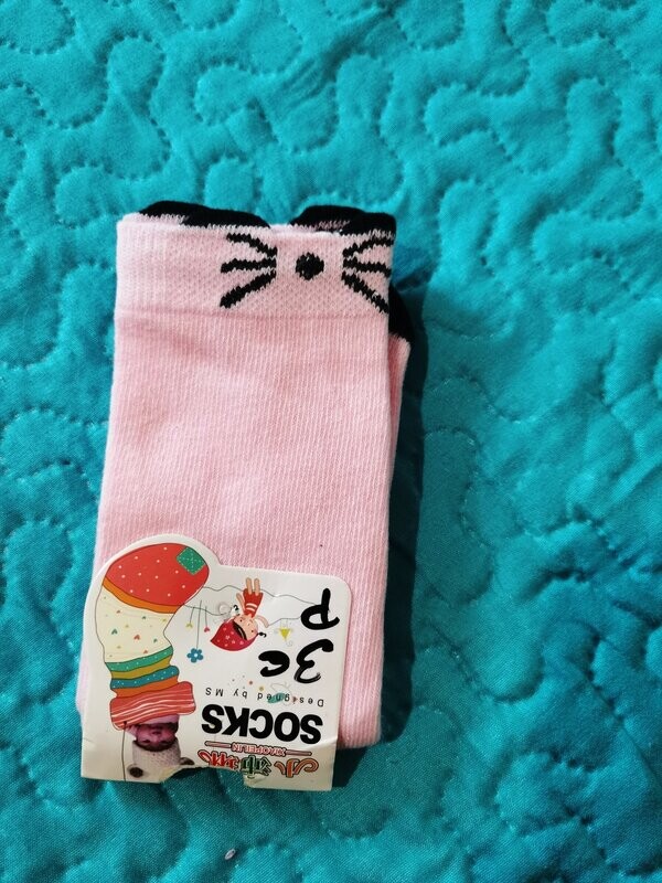 Calcetines niñas rosa gatito TALLA 12-15