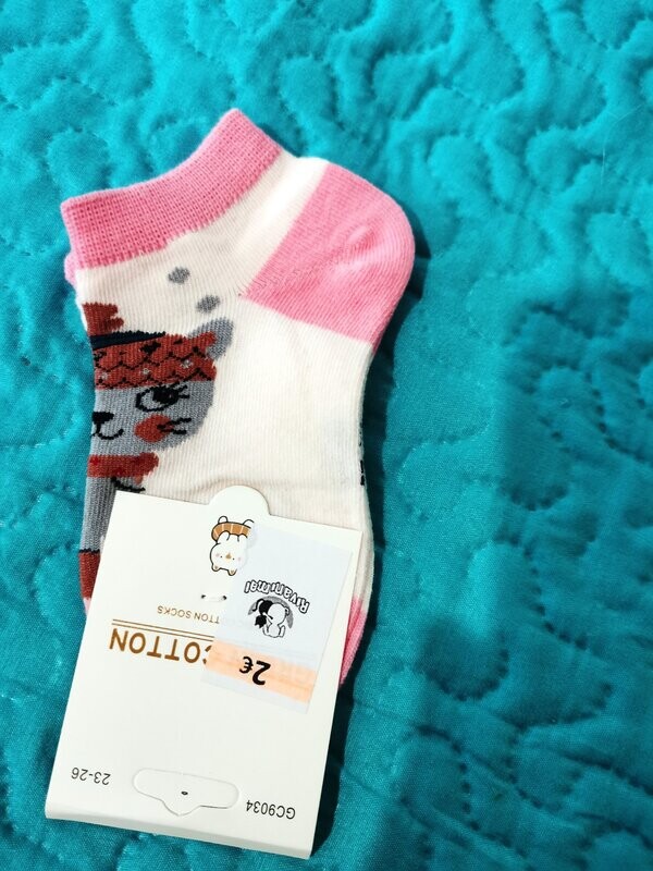Calcetines niños tobillero gatito rosa TALLA 23-26