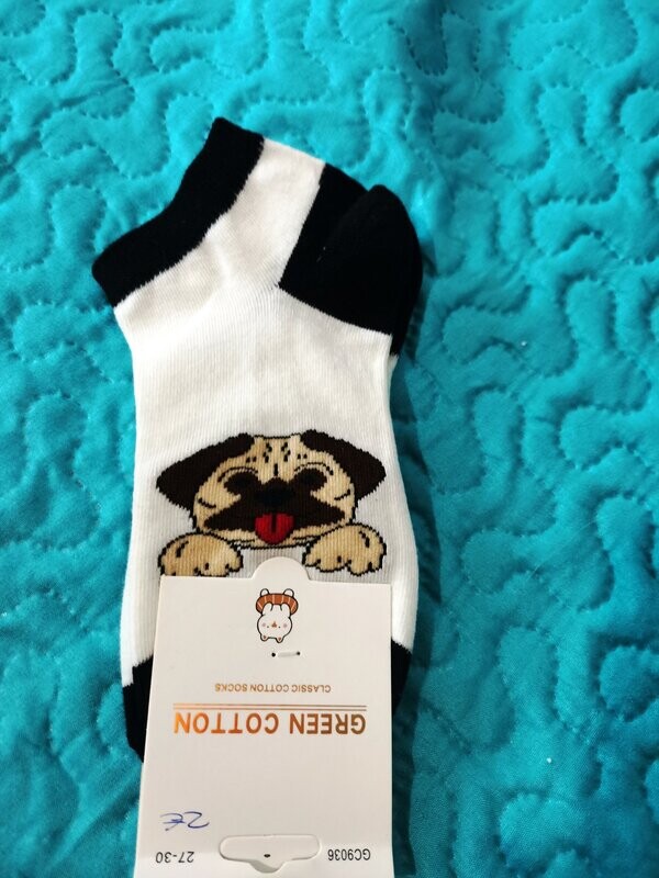 Calcetines niños tobillero perro blanco/negro TALLA 27-30