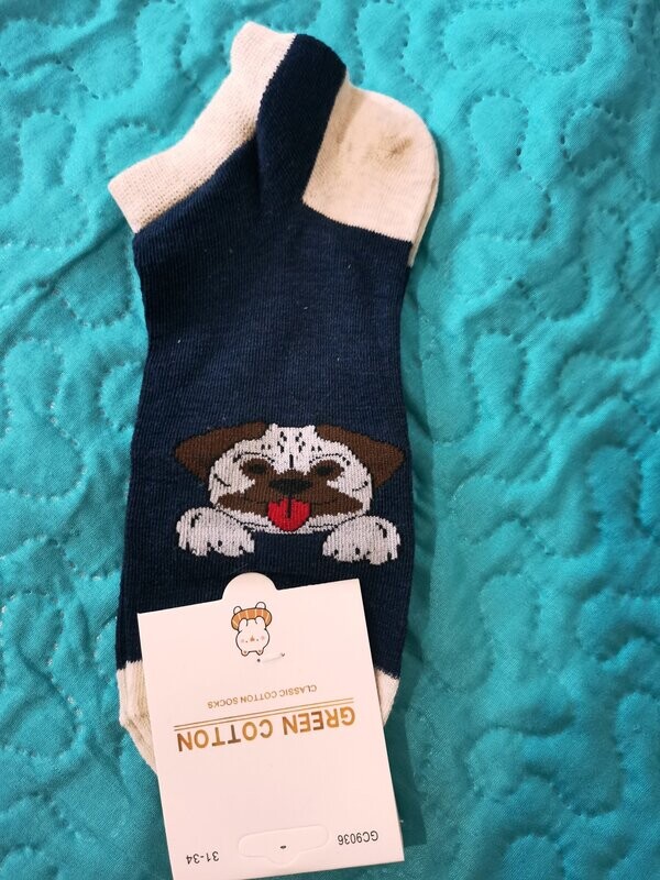 Calcetines niños tobillero perro azul marino/crudo TALLA 31-34