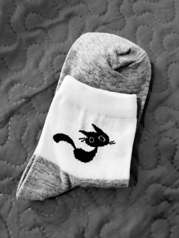 Calcetines niños tobillero gato gris claro/crudo TALLA 31-34