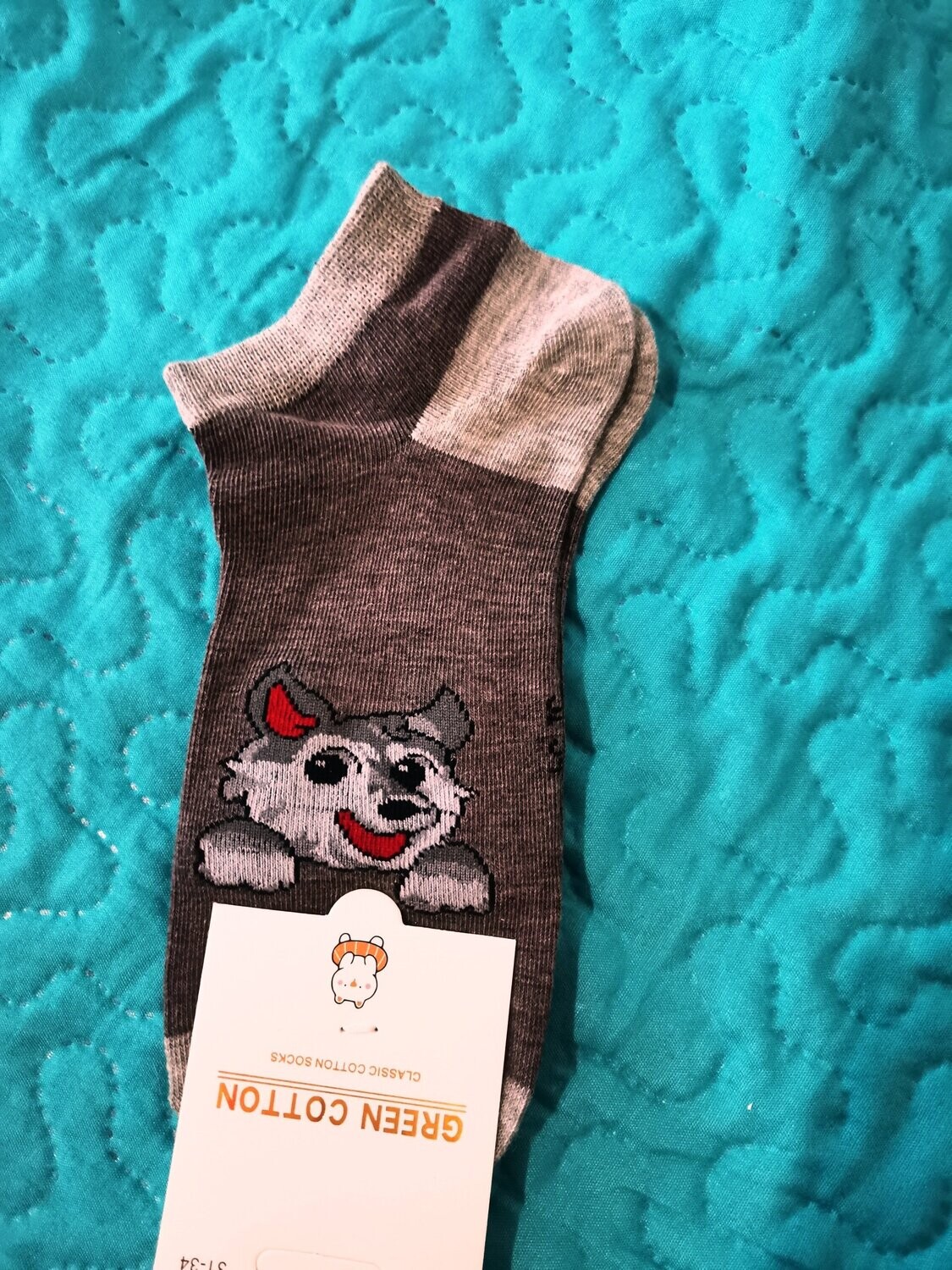 Calcetines niños tobillero perro gris oscuro/claro TALLA 31-34