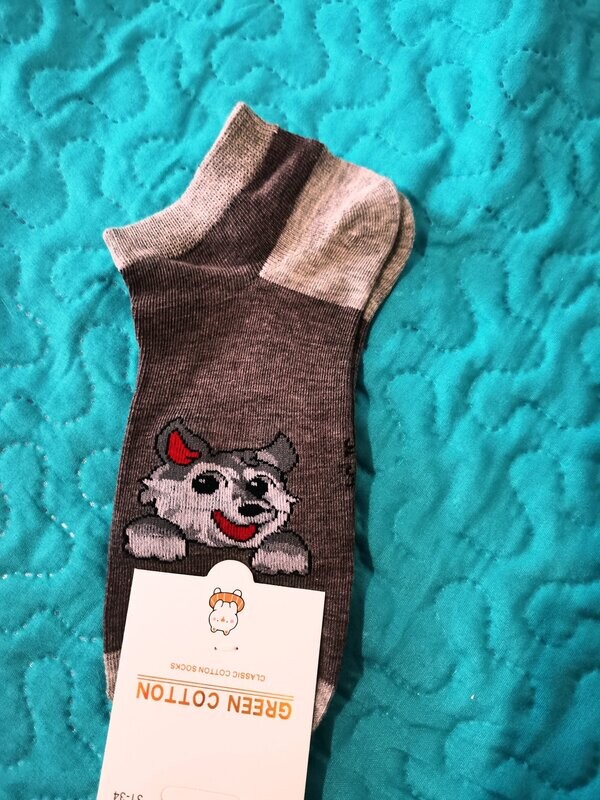 Calcetines niños tobillero perro gris oscuro/claro TALLA 31-34