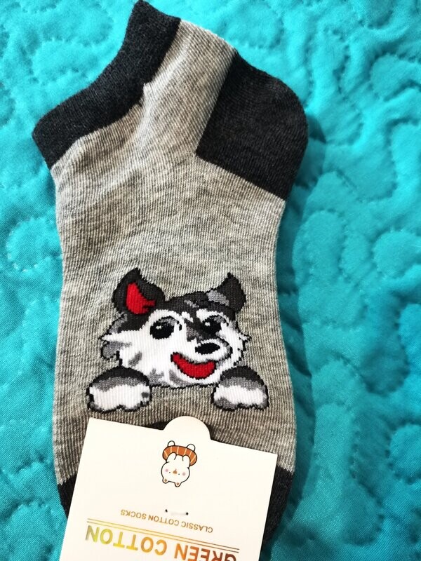 Calcetines niños tobillero perro gris TALLA 27-30