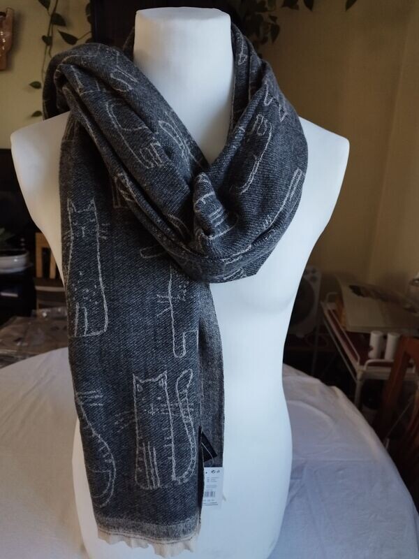 PASHMINA GATOS GRIS OSC