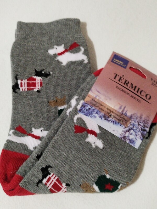 Calcetines mujer gris/rojo termico 35-40