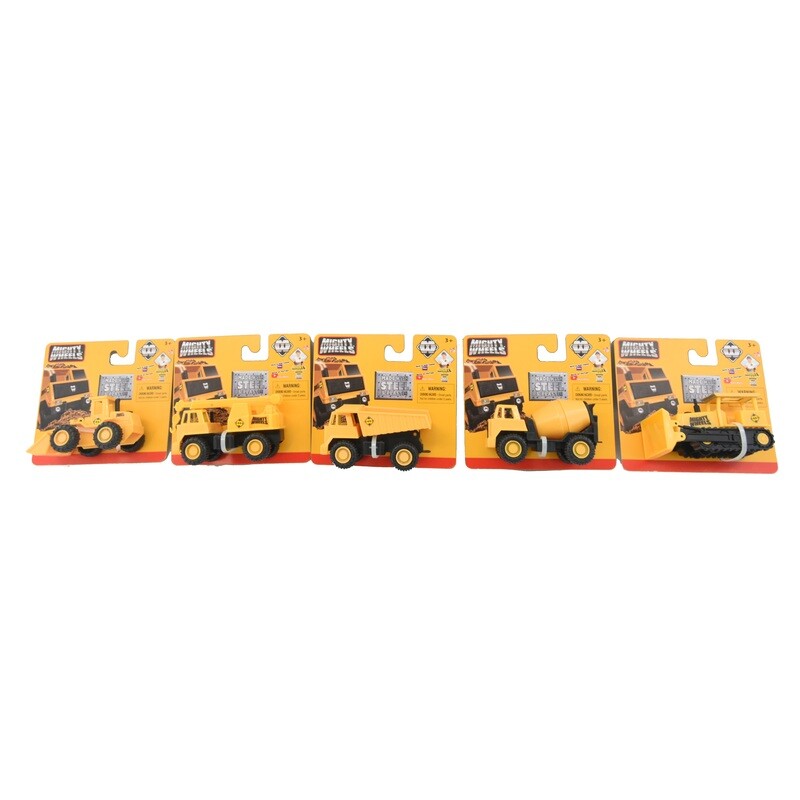 Mighty Wheels 3.5” Truck assortment -  Dump Truck, Front Loader, Cement Mixer, Mobile Crane, Bulldozer
