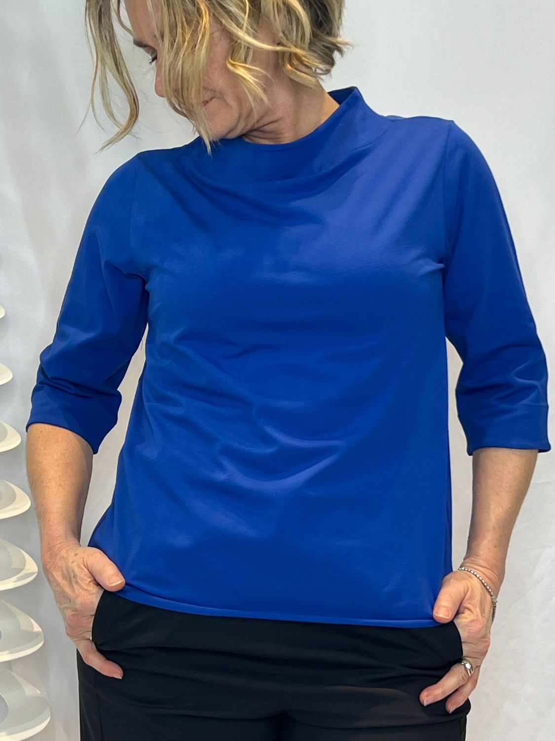 T-shirt collo a cratere bluette Jurerê