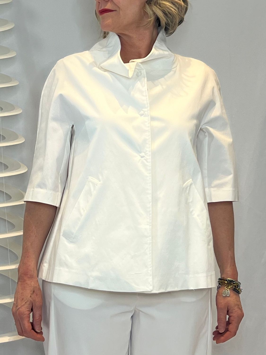 Giacca chimonetta bianca bengalina Jurerê