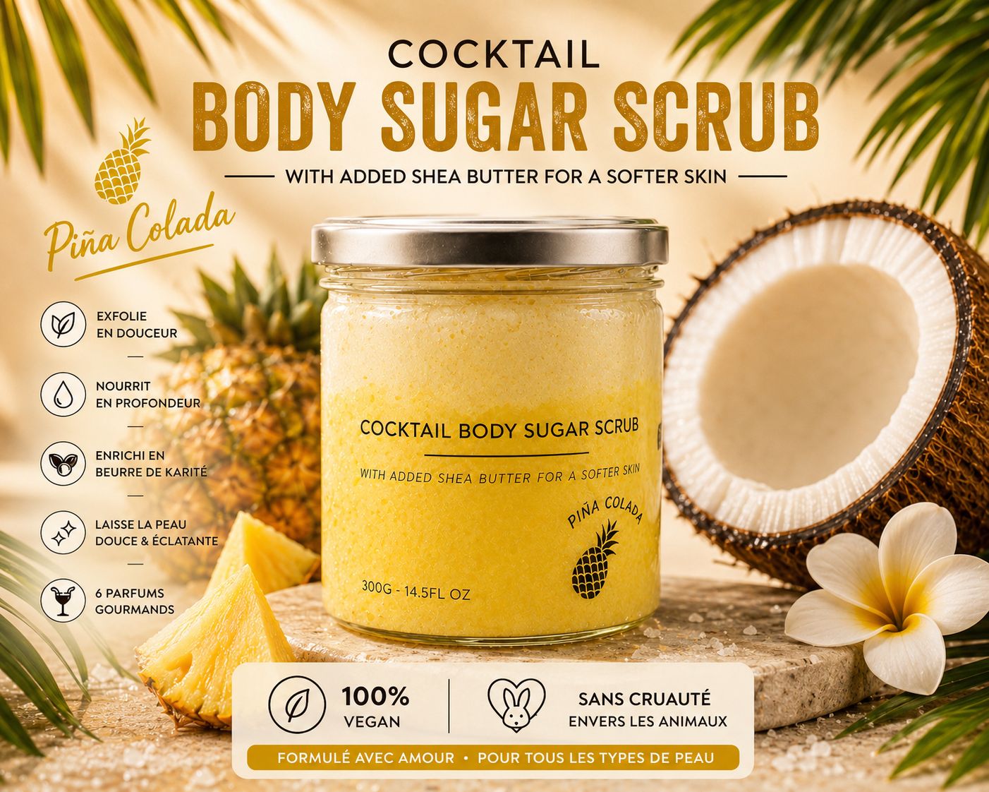 ? Cocktail Body Sugar Scrub – Piña Colada Tropicale