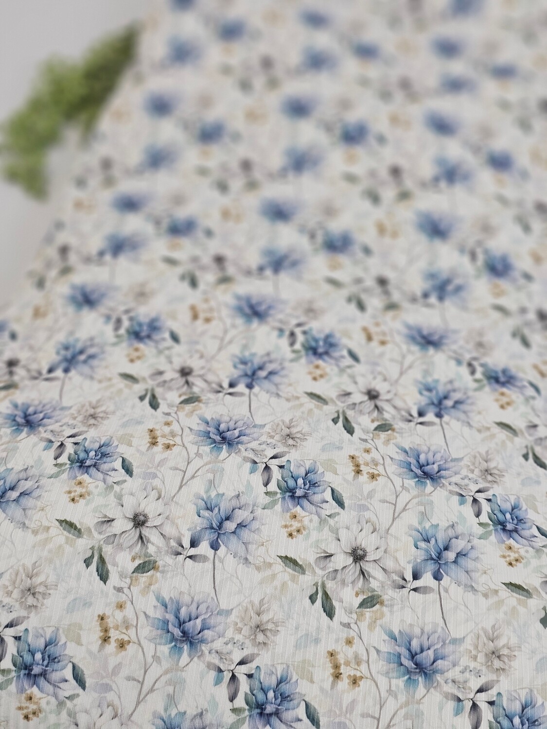 *Unique Design* Mini Poly Ribbed Knit Pretty Blue Floral