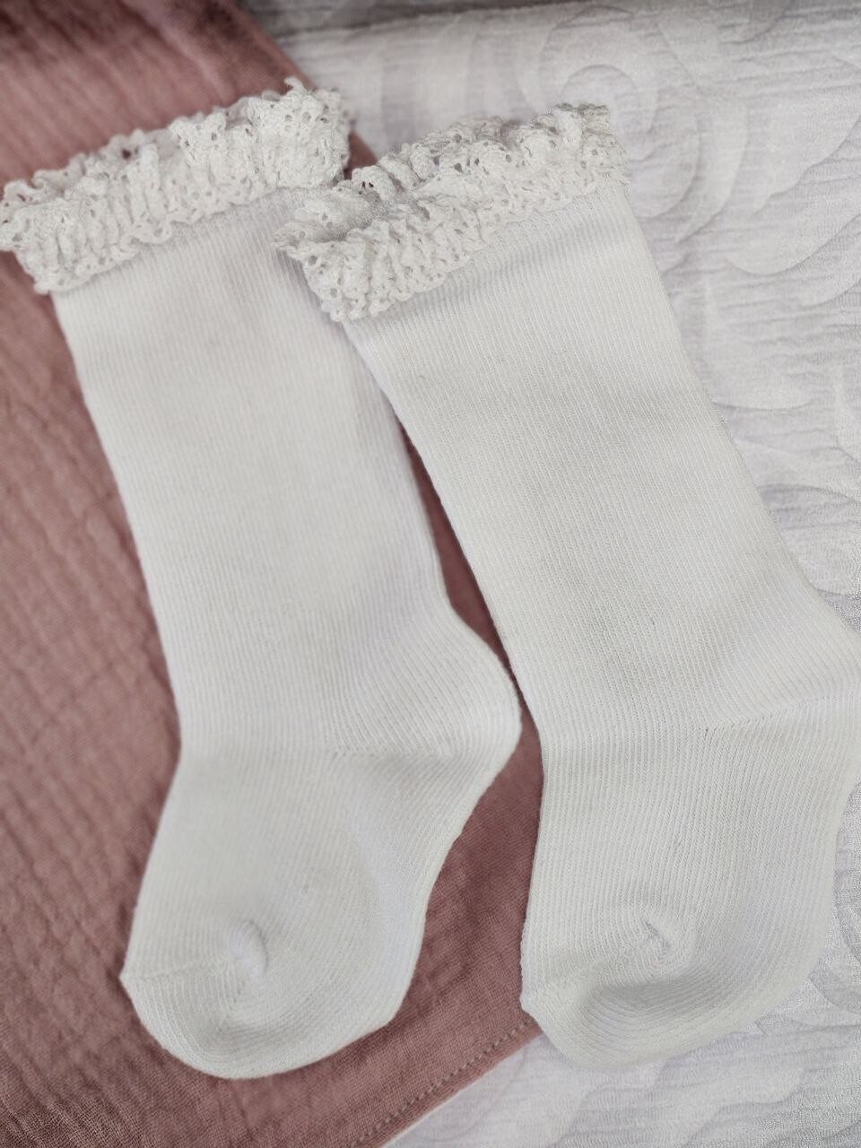 0-6 Mo. White Lace Socks