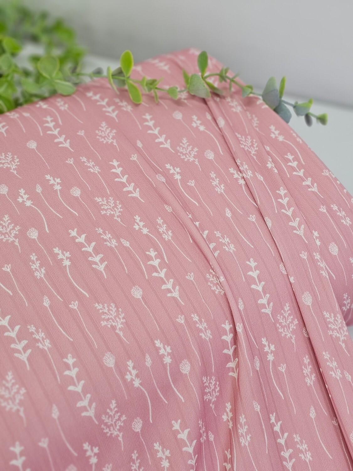 *Unique Design* Poly Ribbed Knit Botanical Pink