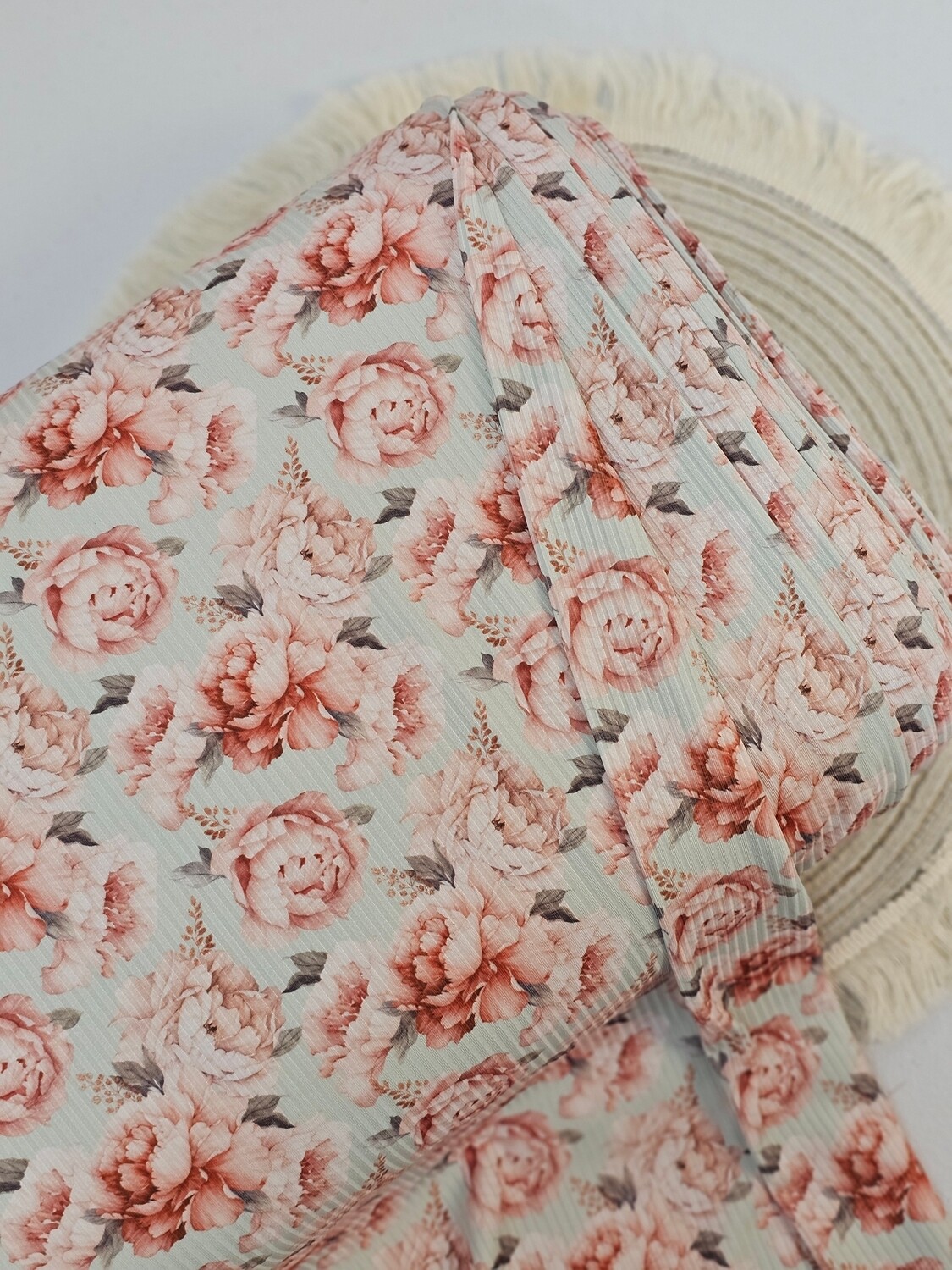 *Unique Design* Mini Poly Ribbed Knit Coral Floral Mint