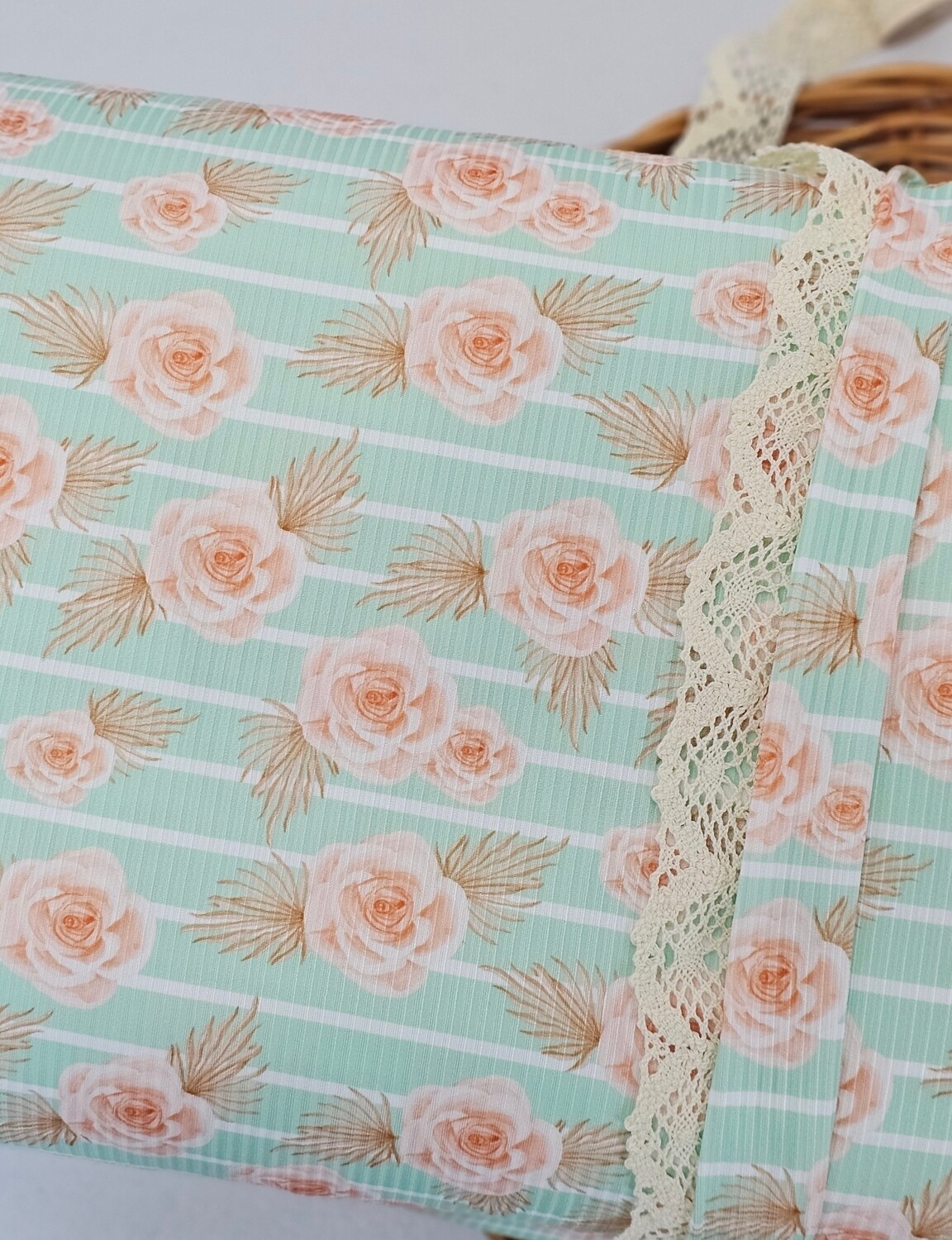 *Unique Design* Mini Poly Ribbed Knit Boho Peach Rose