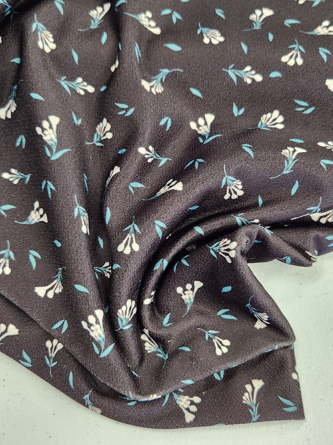 *Unique Design* Moss Crepe Knit Black Floral