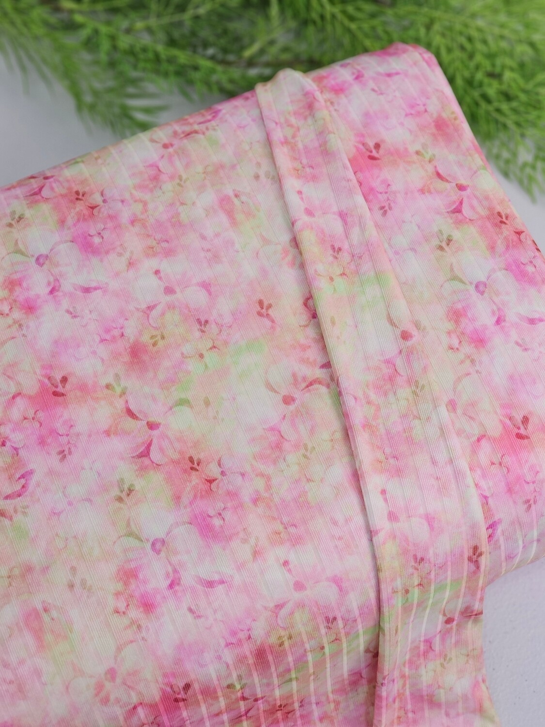 *Unique Design* Poly Ribbed Knit Tie Dye Pink Floral
