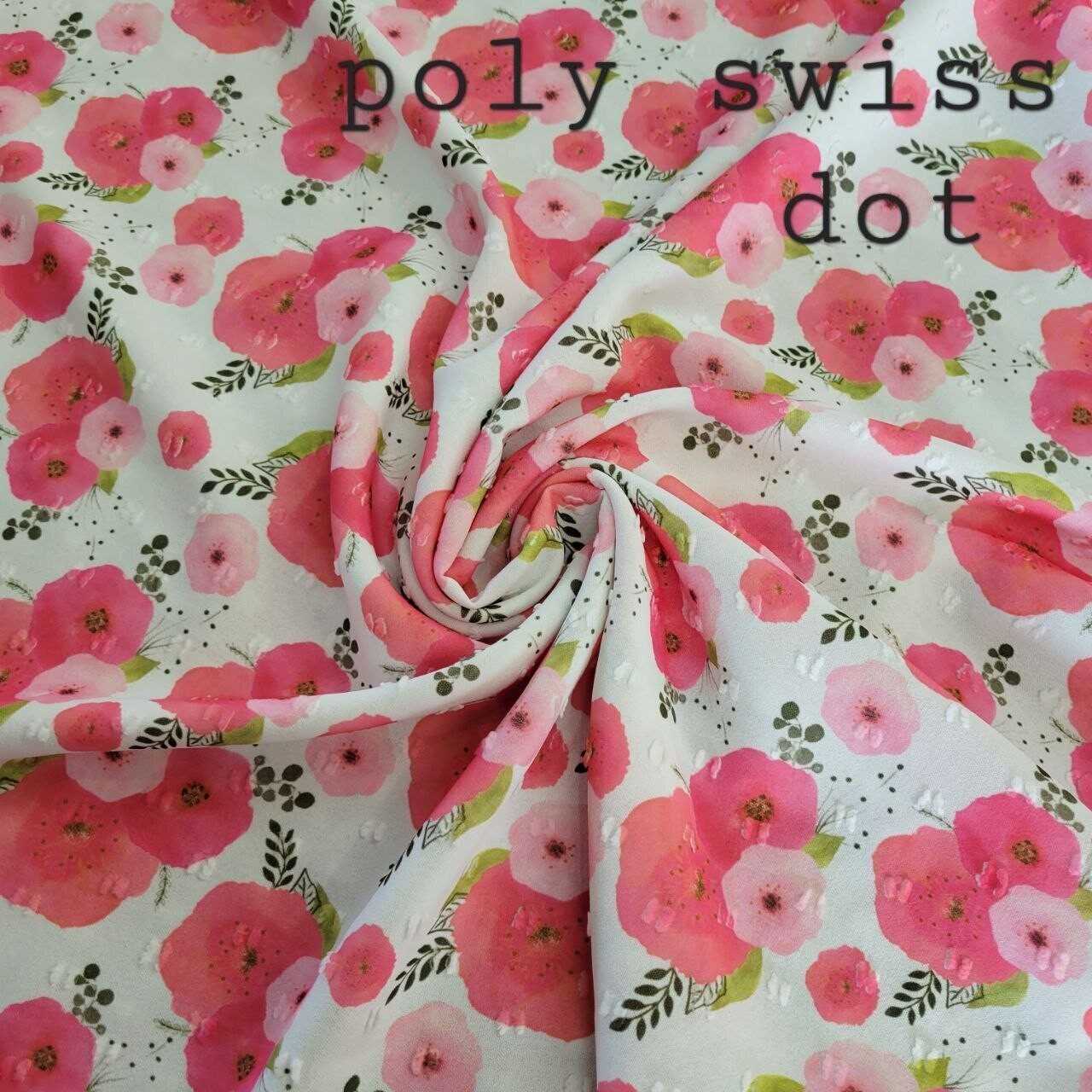 *Unique Design*Poly Swiss Dot Lg. Pink Floral