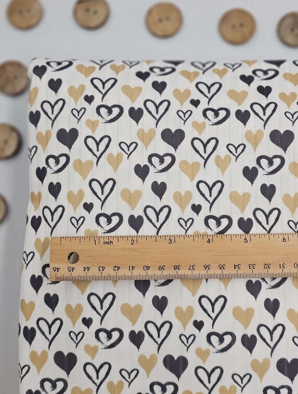 *Unique Design* Poly Ribbed Knit White Hearts-1