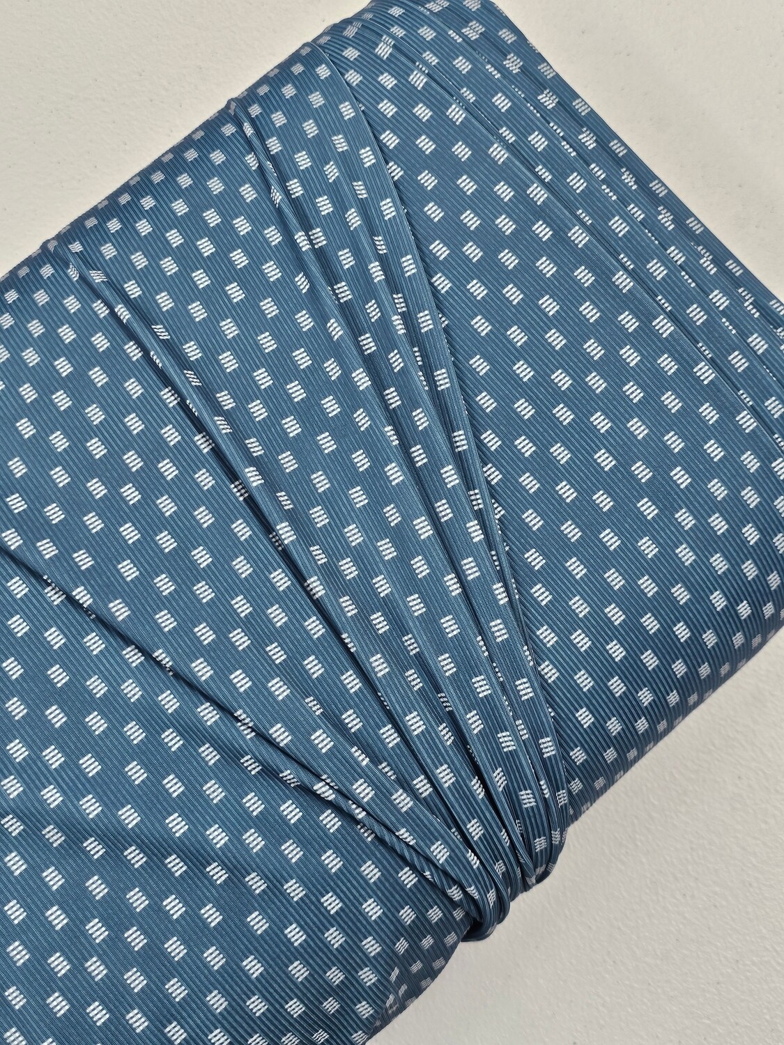 *Unique Design* Petite Poly Ribbed Knit Square Line Blue