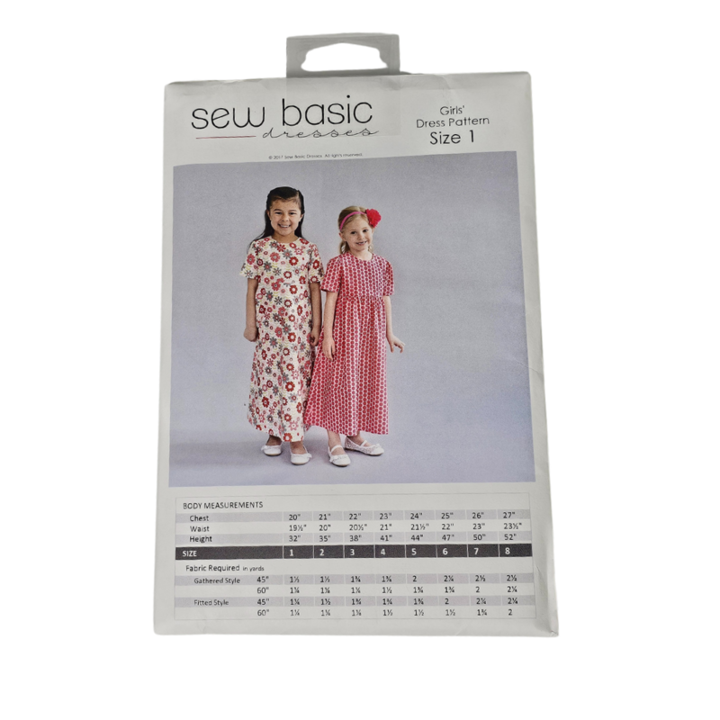 Girls Basic Dress Pattern Size 1