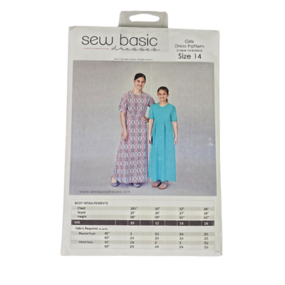 Girls Basic Dress Pattern Size 14