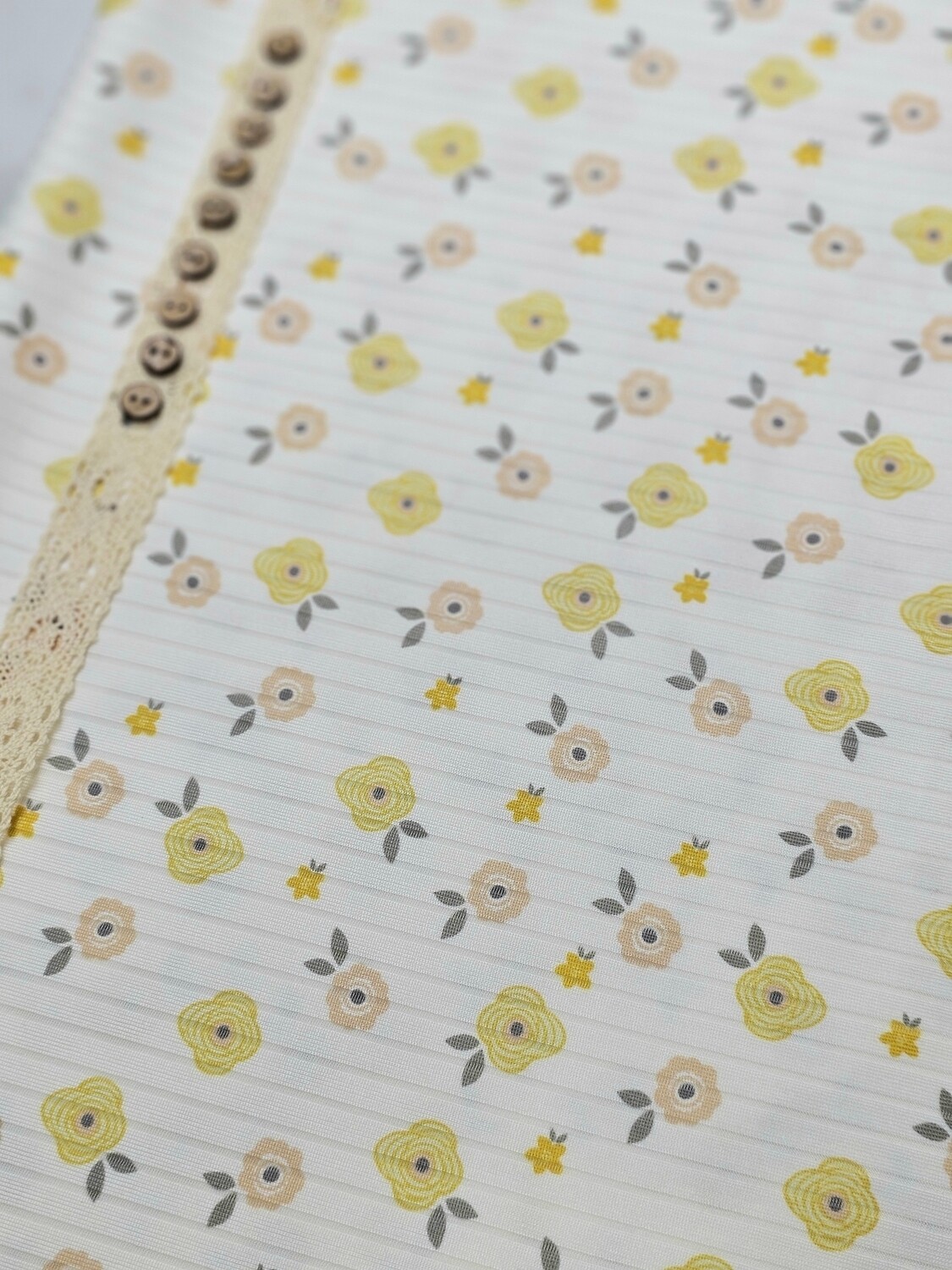 *Unique Design* Poly Ribbed Knit Floating Floral Yellow