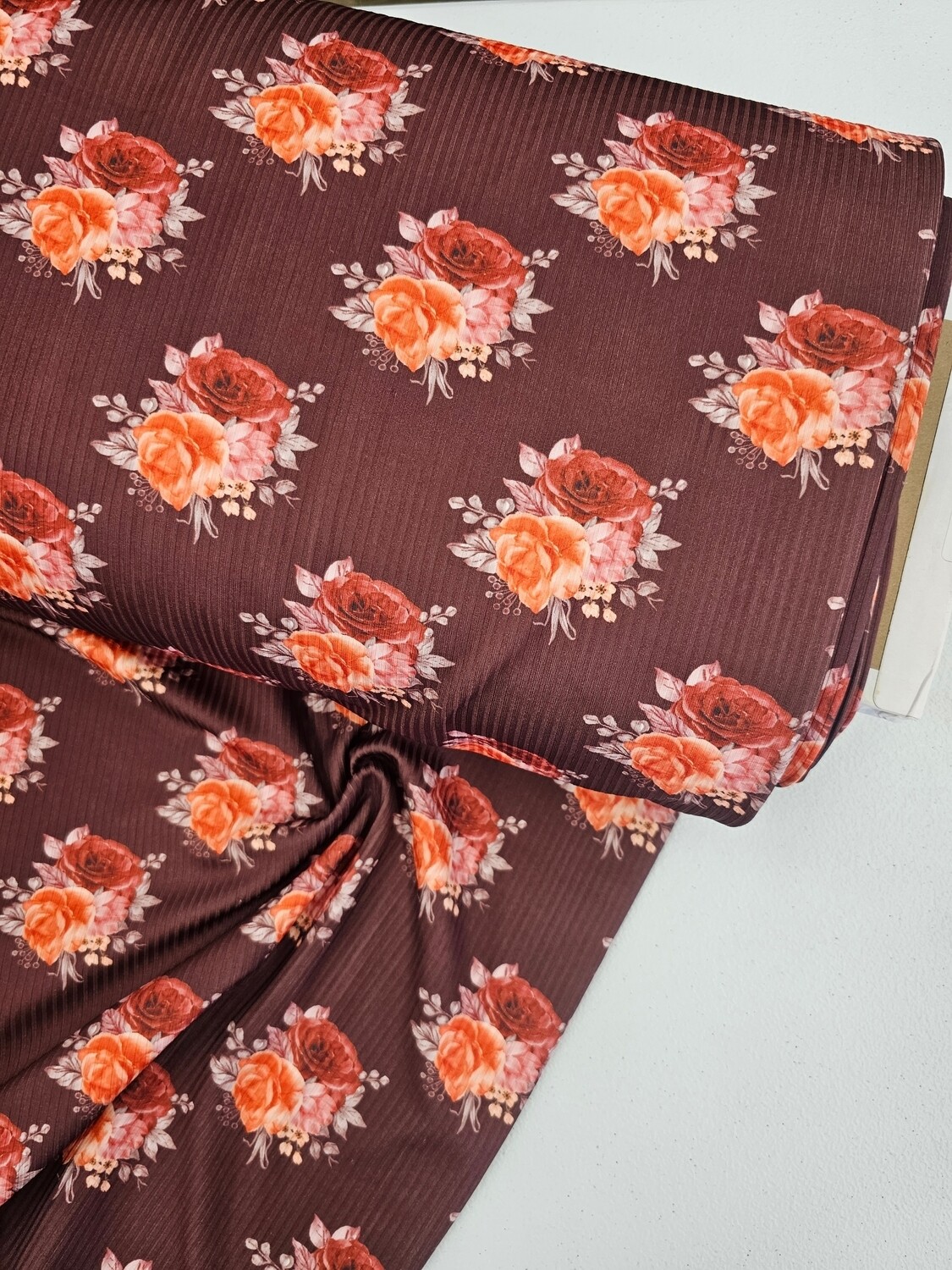 *Unique Design* Mini Poly Ribbed Knit Rose Burgandy