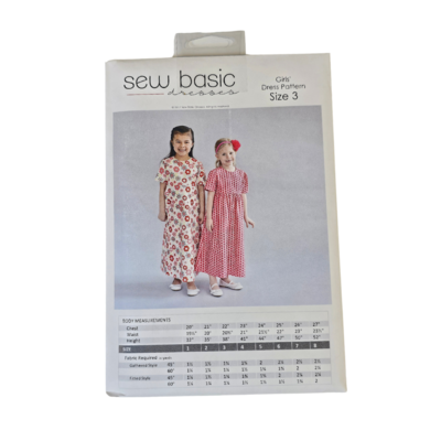 Girls Basic Dress Pattern Size 3
