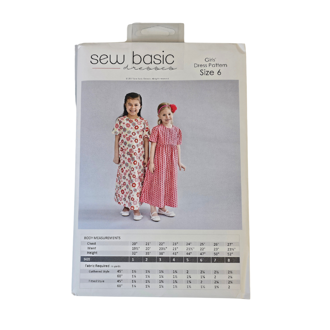 Girls Basic Dress Pattern Size 6