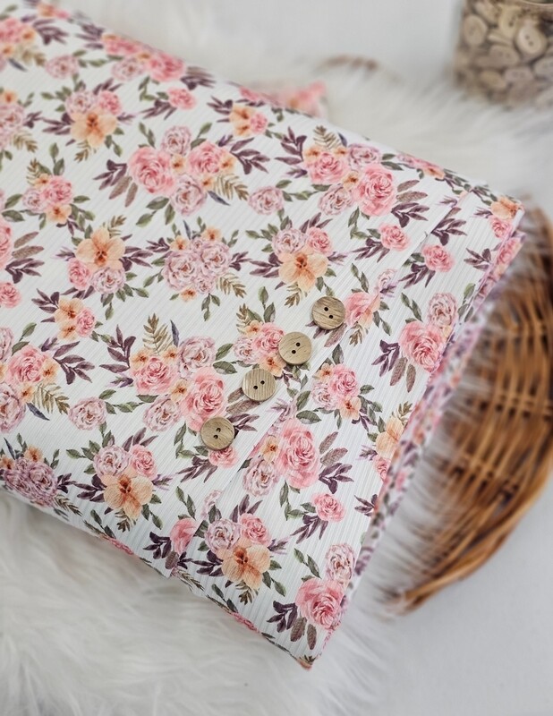 *Unique Design* Mini Poly Ribbed Knit Dusty Floral White