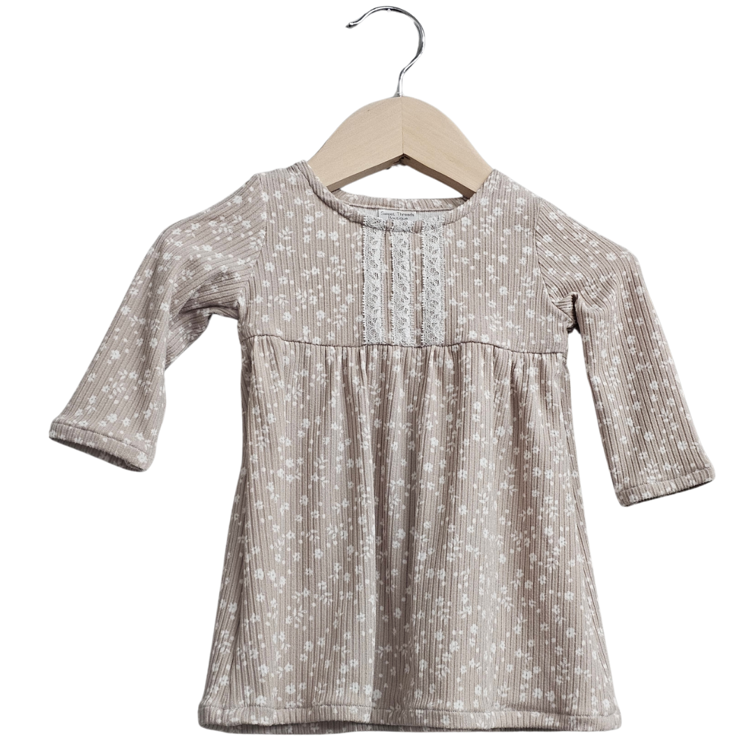 Dress 0-3 Mo. Beige Floral