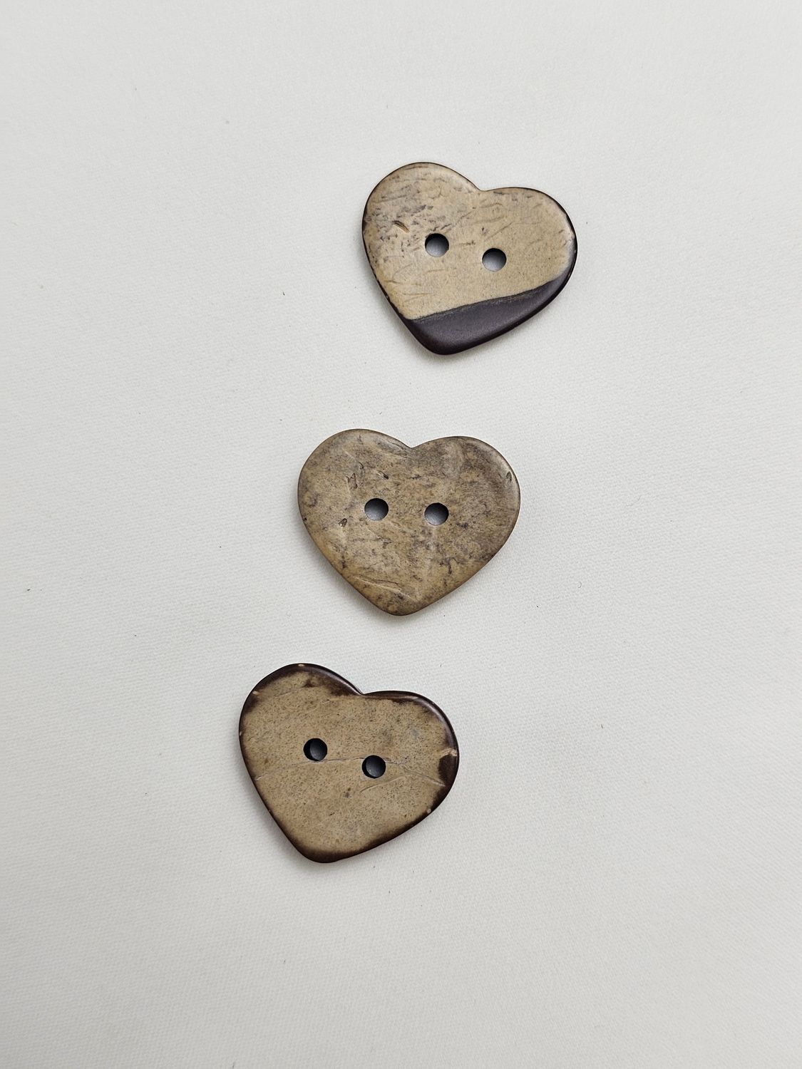 Wooden Buttons Large Hearts