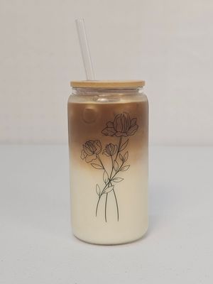 Glass Coffee Cup Simple Rose