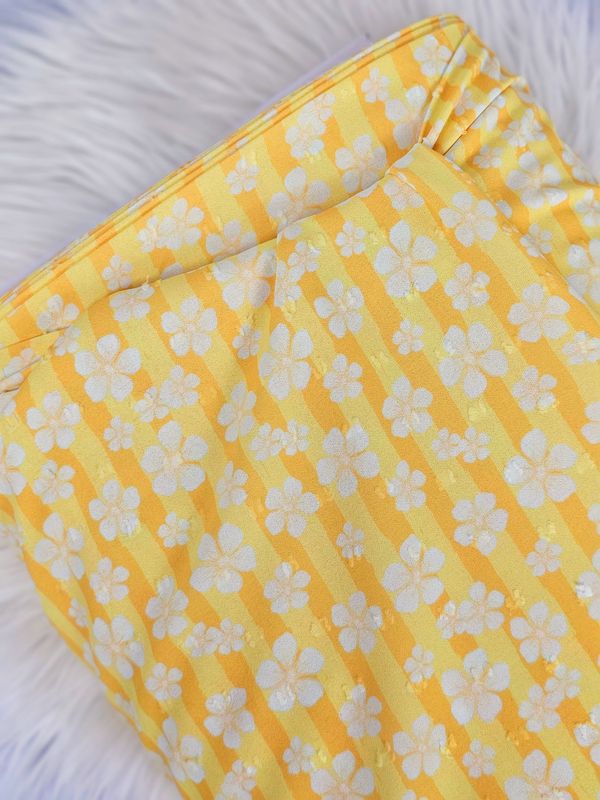 *Unique Design* Poly Swiss Dot Tropical Stripe Brilliant Yellow