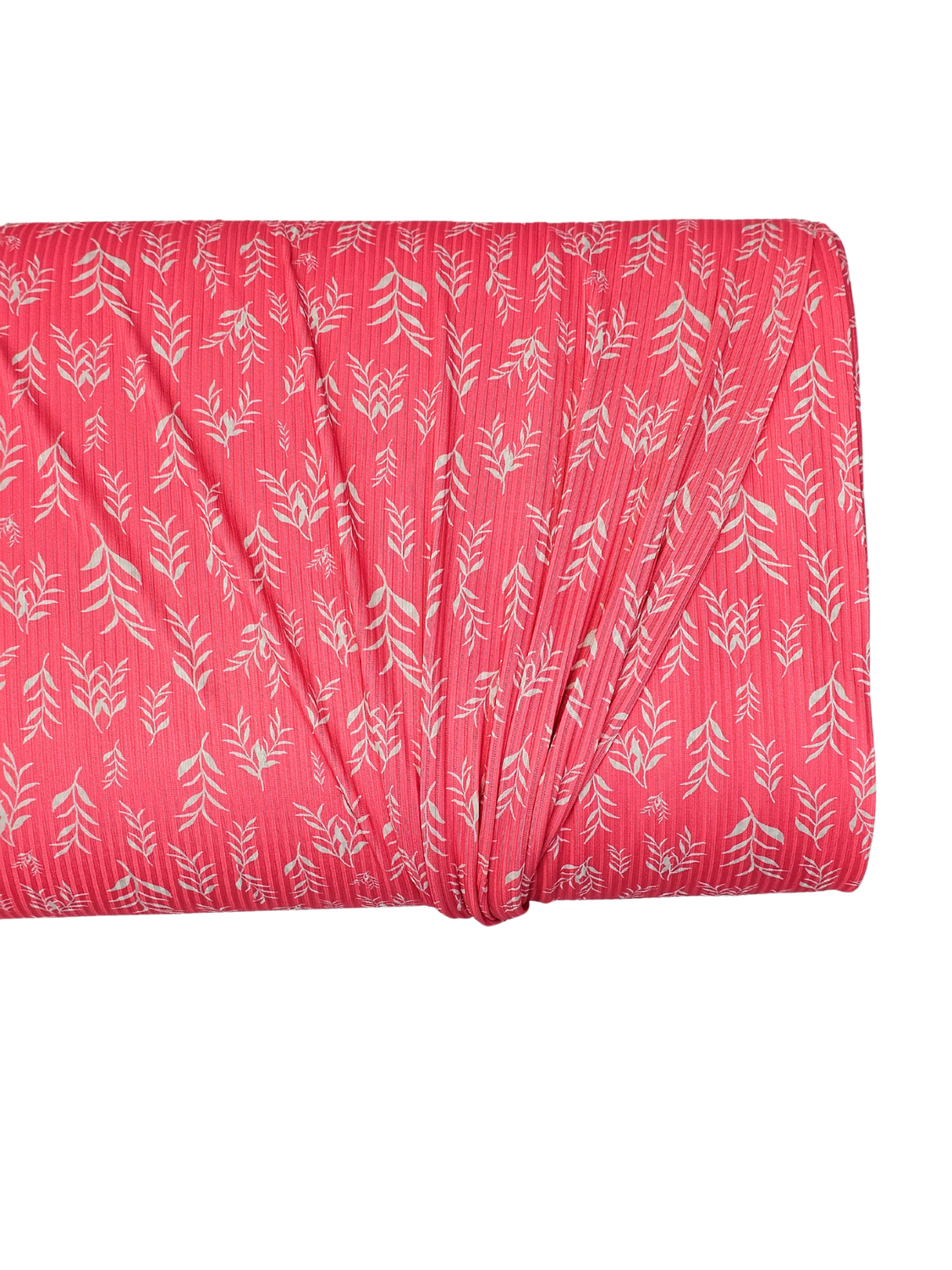 *Unique Design* Mini Poly Ribbed Knit Ivory Fern Wild Pink