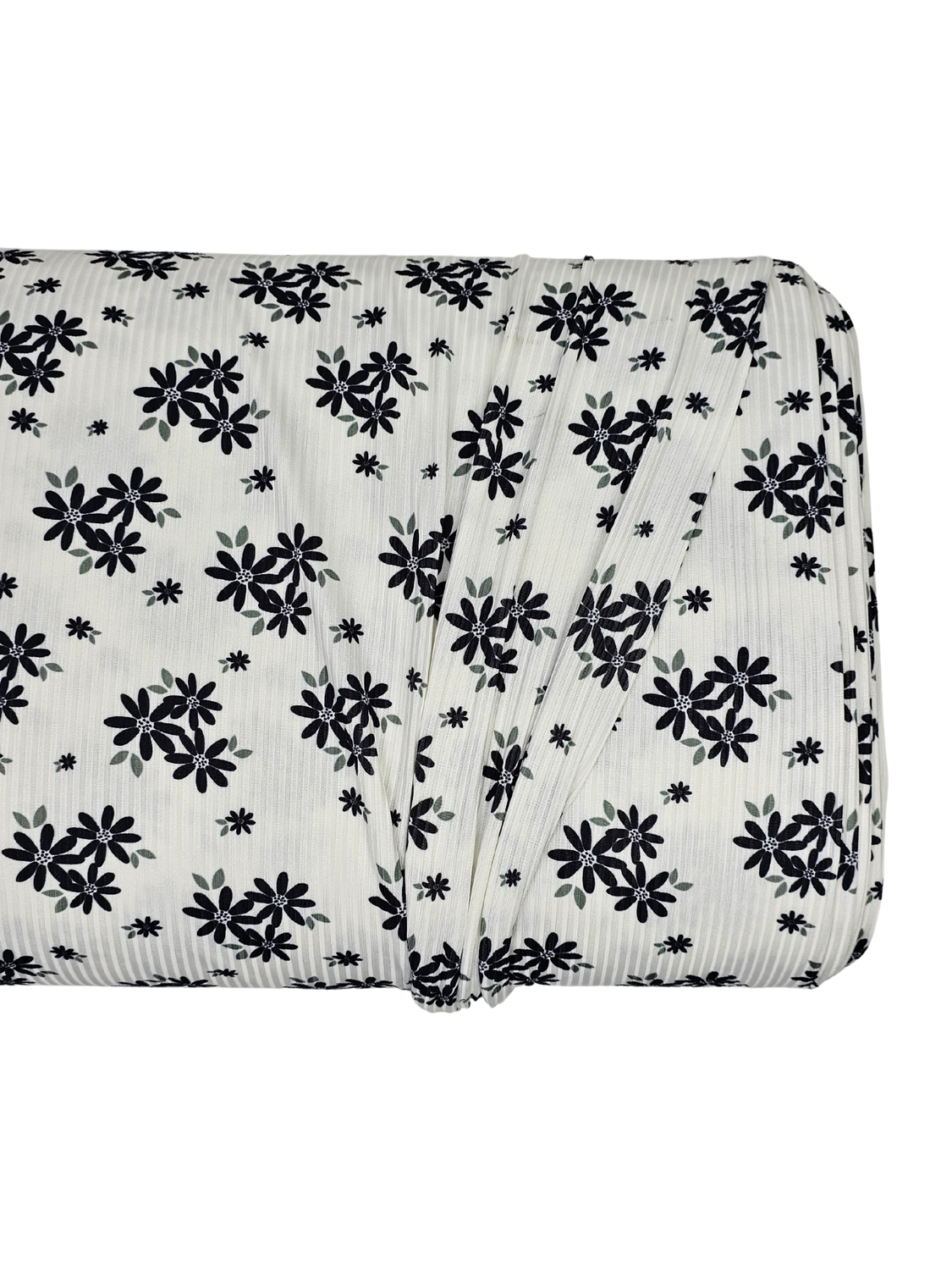 *Unique Design* Mini Poly Ribbed Knit Daisy Delight Black