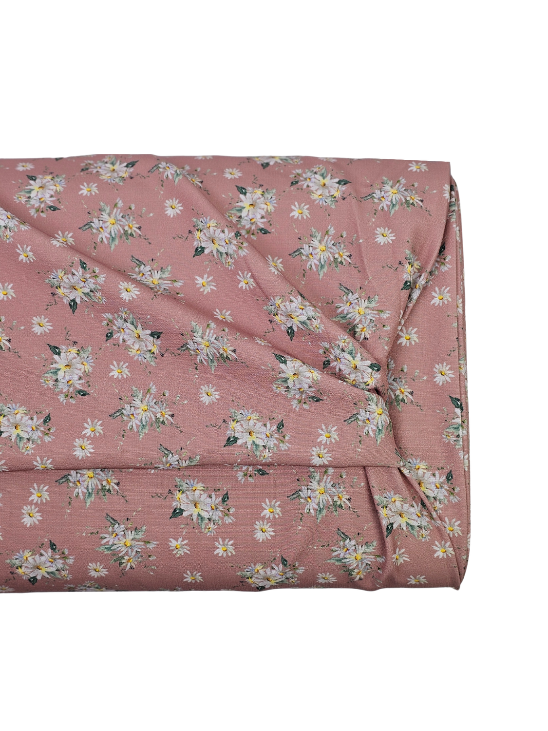 *Unique Design* Poly Slub White Daisy Light Rose