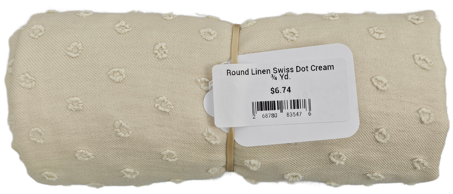 Round Linen Swiss Dot Cream ¾ Yd.