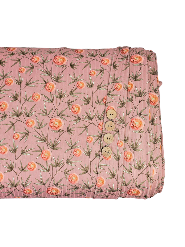 *Unique Design* Poly Ribbed Knit Floral Vineyard Whispers Rose