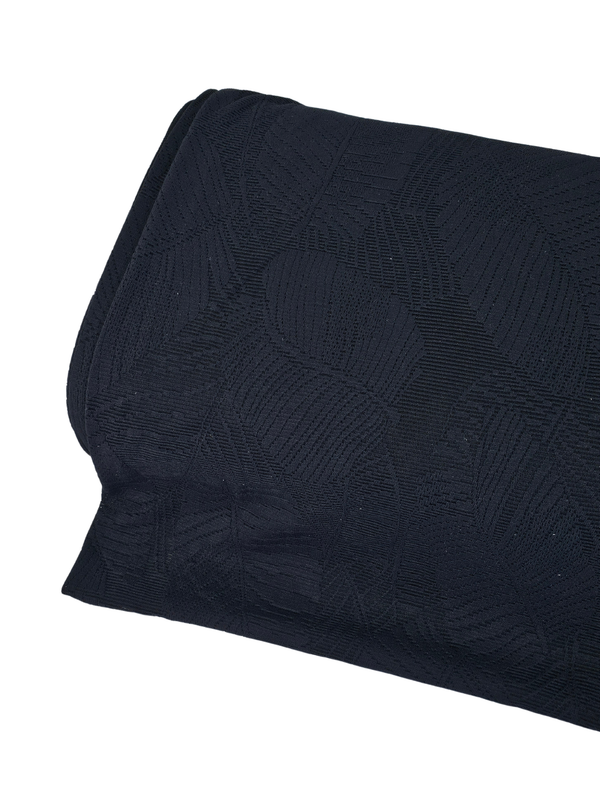 Leaf Knit Stretch Lace Black