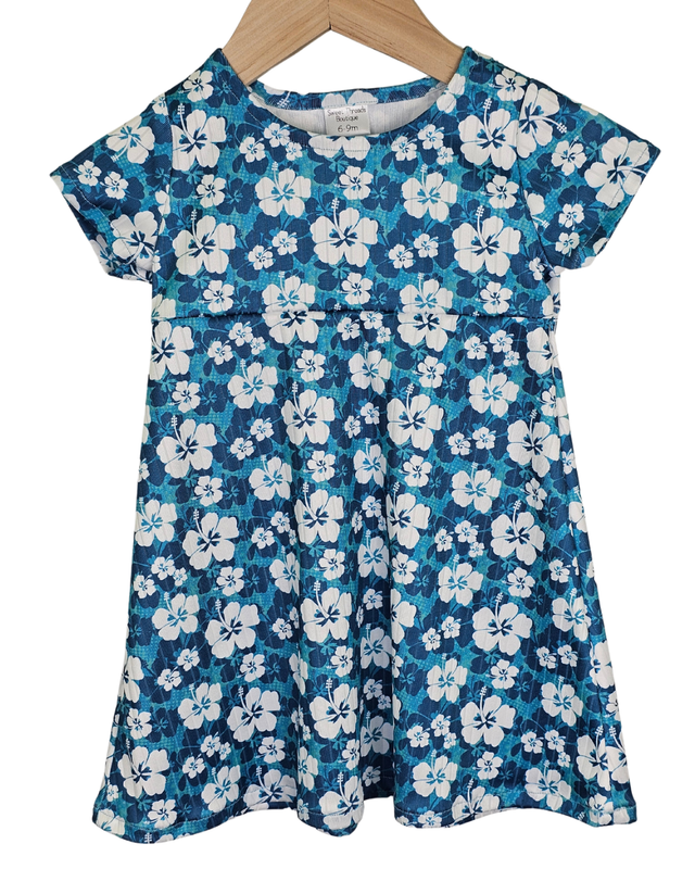 Aqua &amp; Teal Tropical Floral Dress 6-9 Mo.