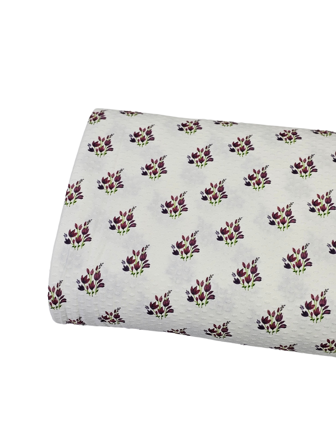 *Unique Design* Swiss Dot Knit Botanical Spray Fuchsia Purple