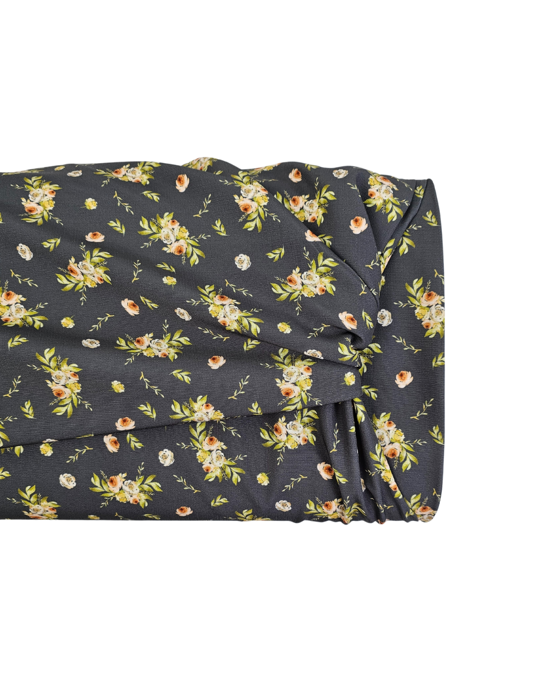 *Unique Design* Poly Slub Blossom Greens Charcoal