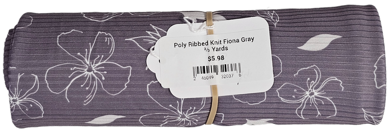 Poly Ribbed Knit Fiona Gray  ⅔ Yards