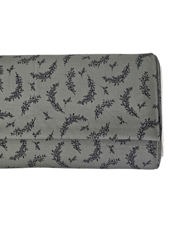 *Unique Design* Poly Slub Midnight Vines Misty Sage
