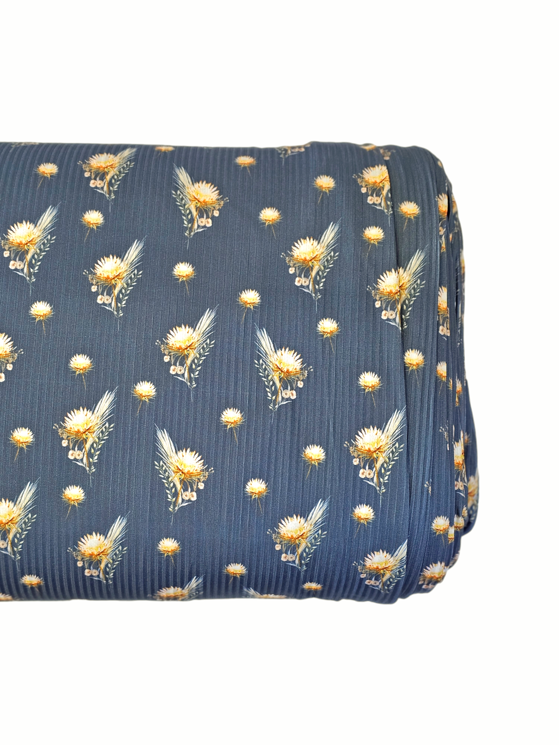 *Unique Design* Mini Poly Ribbed Knit Fall Foliage Flair Navy